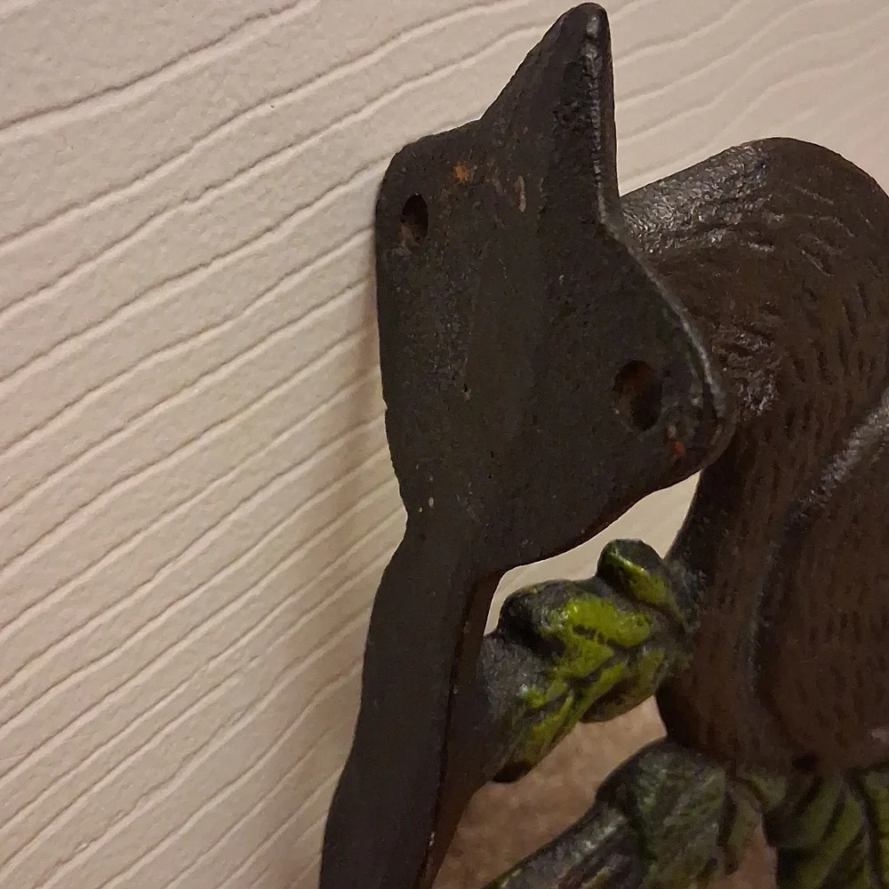 Rustic Squirrel Wall Hook - Black and Green - Vintage